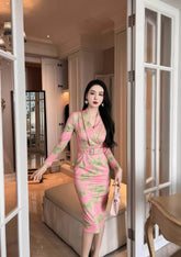 Slimfit Long Sleeve Belted Robe Dress